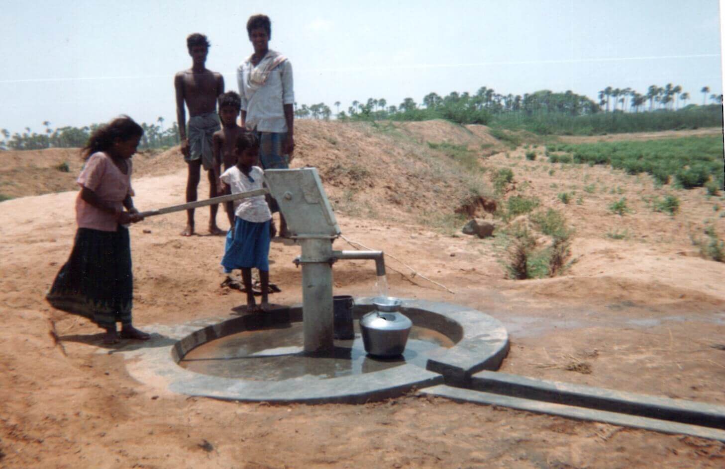 Hand borewell pump erected for drinking water in Irumaram