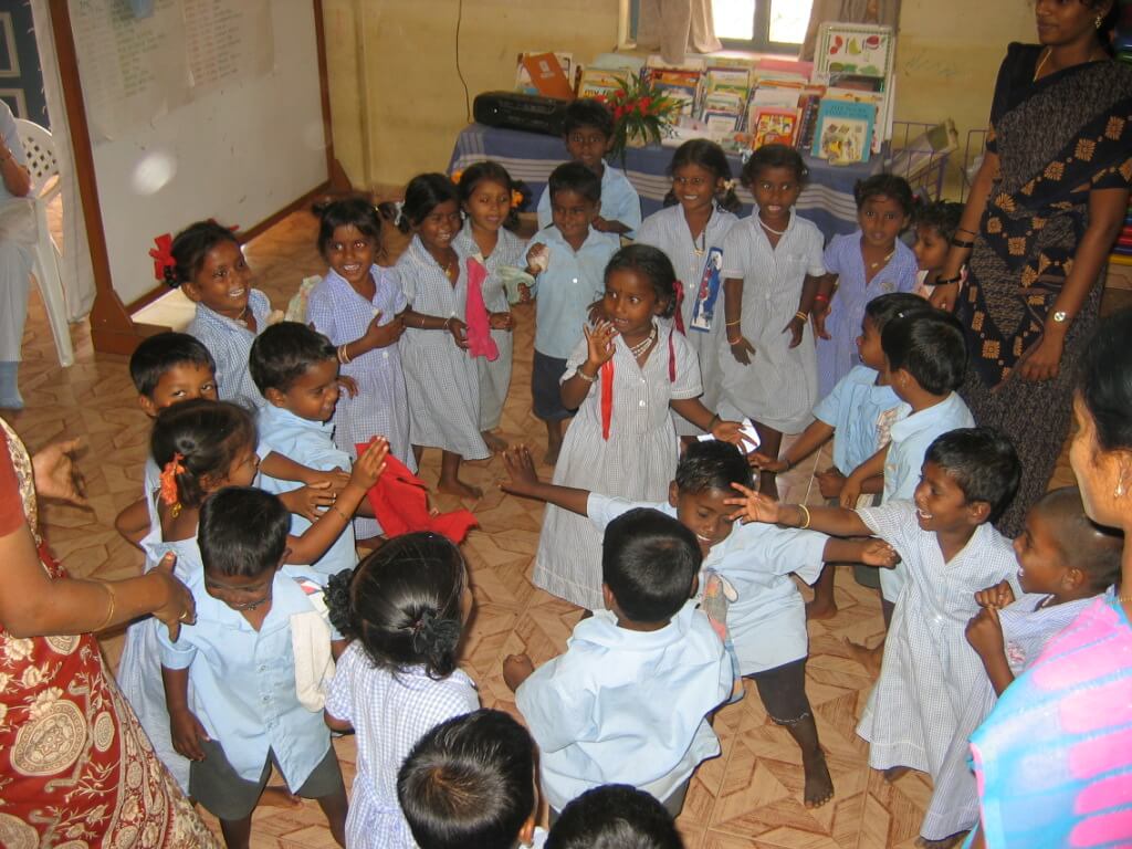 Joy of learning children on group activities at Child Development Centre Irumaram
